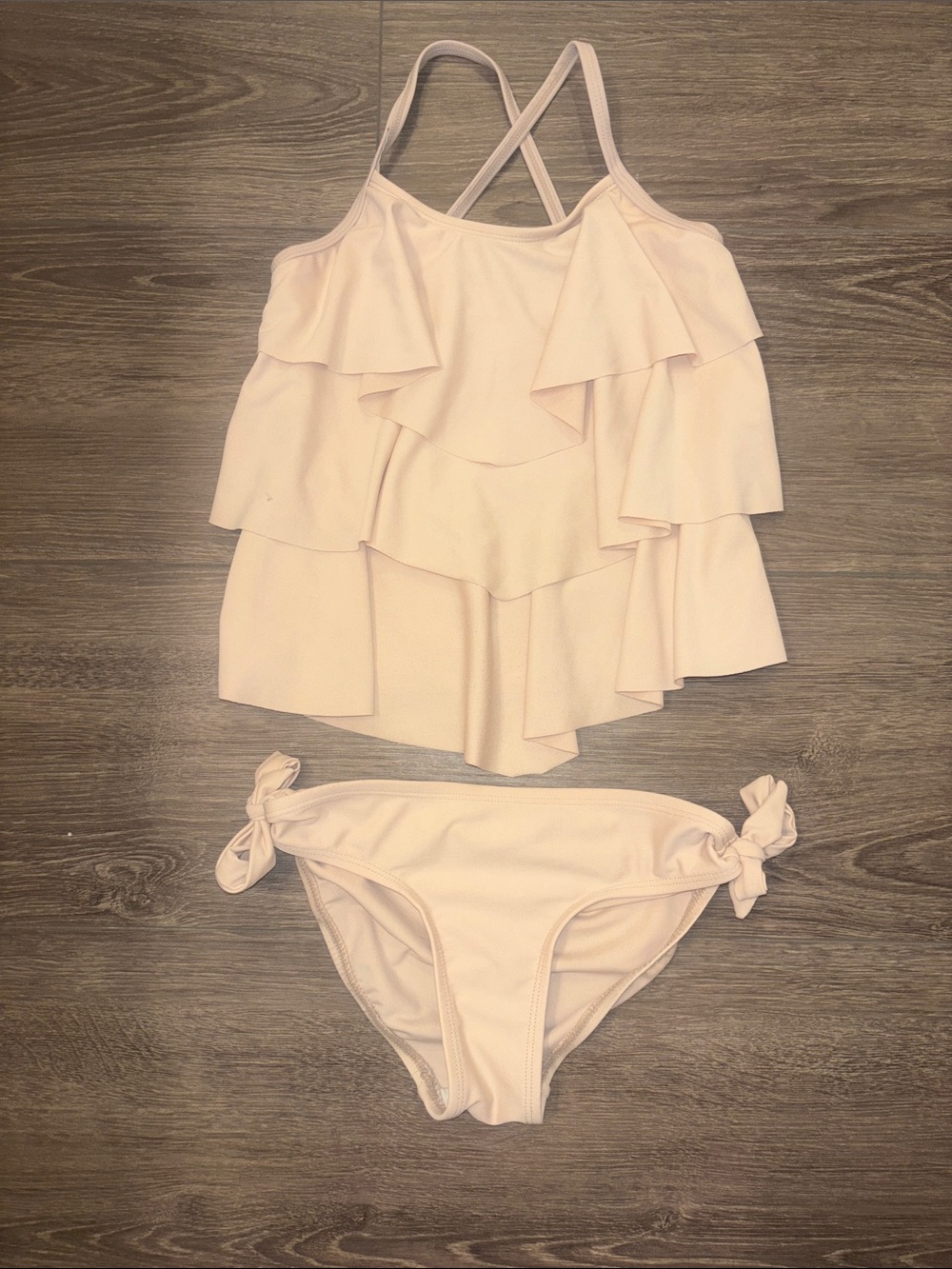 Girls' Ruffle Tankini Bikini - Light tan (beige)